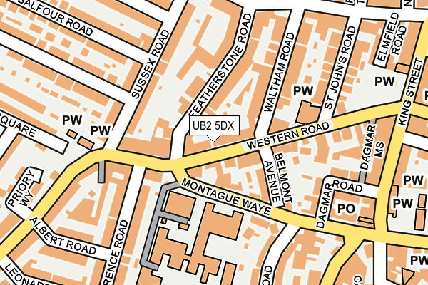 UB2 5DX map - OS OpenMap – Local (Ordnance Survey)
