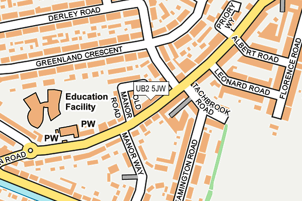 UB2 5JW map - OS OpenMap – Local (Ordnance Survey)