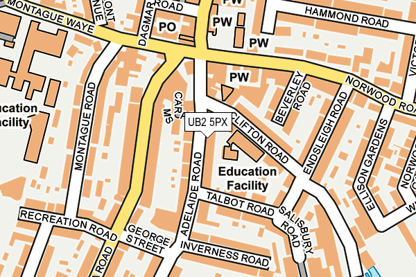 UB2 5PX map - OS OpenMap – Local (Ordnance Survey)