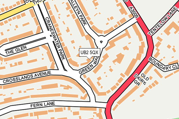 UB2 5QX map - OS OpenMap – Local (Ordnance Survey)