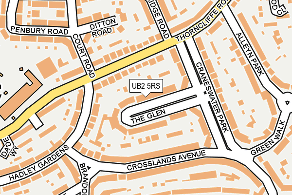 UB2 5RS map - OS OpenMap – Local (Ordnance Survey)