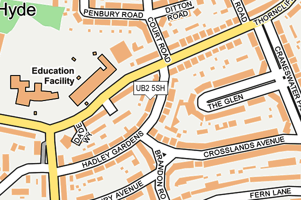 UB2 5SH map - OS OpenMap – Local (Ordnance Survey)
