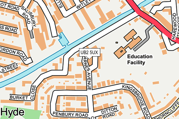 UB2 5UX map - OS OpenMap – Local (Ordnance Survey)