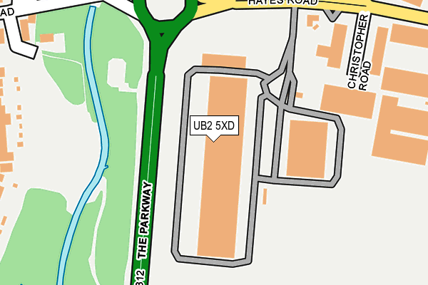 UB2 5XD map - OS OpenMap – Local (Ordnance Survey)