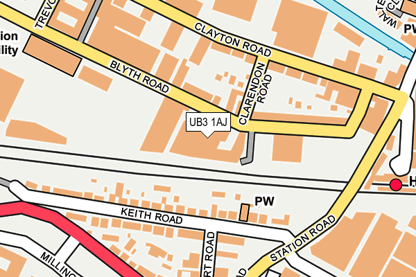 UB3 1AJ map - OS OpenMap – Local (Ordnance Survey)