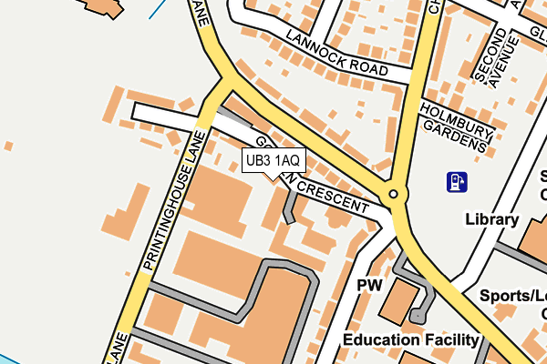 UB3 1AQ map - OS OpenMap – Local (Ordnance Survey)