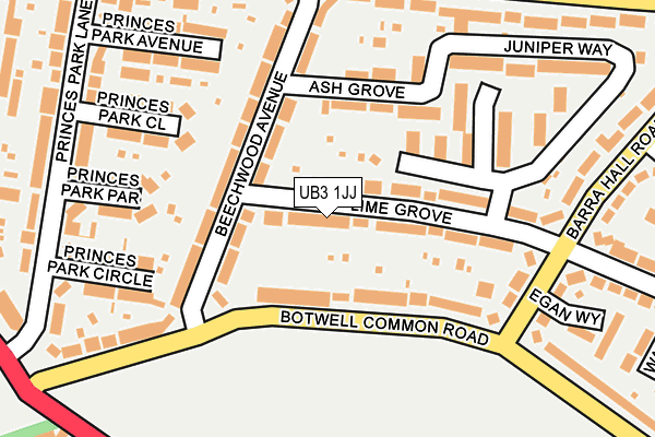 UB3 1JJ map - OS OpenMap – Local (Ordnance Survey)