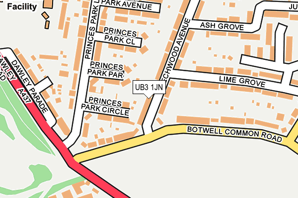 UB3 1JN map - OS OpenMap – Local (Ordnance Survey)