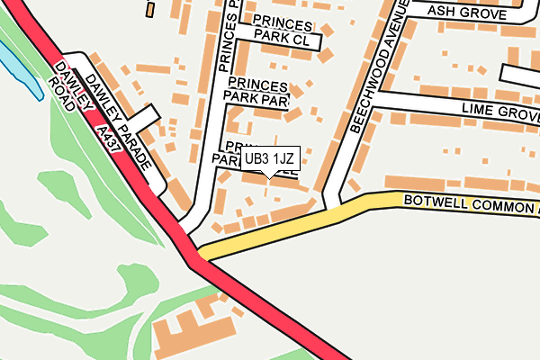 UB3 1JZ map - OS OpenMap – Local (Ordnance Survey)