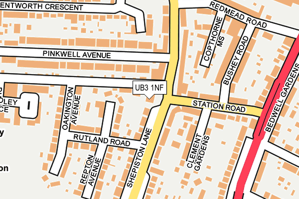 UB3 1NF map - OS OpenMap – Local (Ordnance Survey)