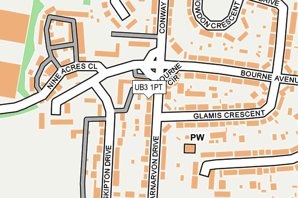 UB3 1PT map - OS OpenMap – Local (Ordnance Survey)