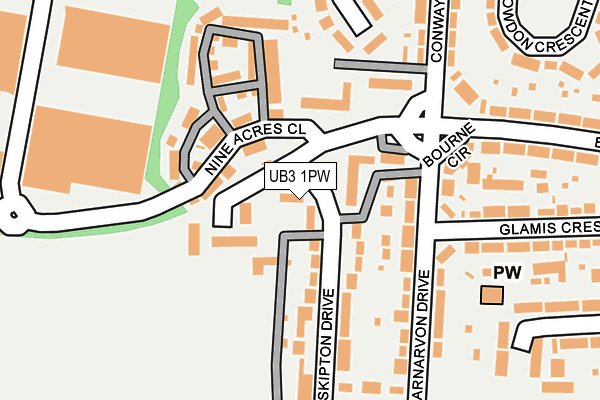 UB3 1PW map - OS OpenMap – Local (Ordnance Survey)
