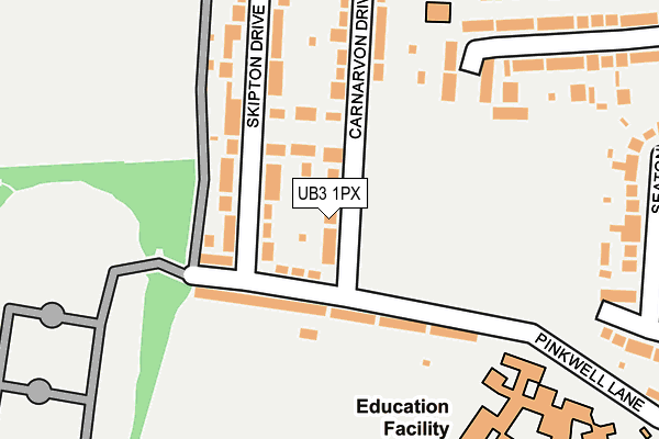 UB3 1PX map - OS OpenMap – Local (Ordnance Survey)