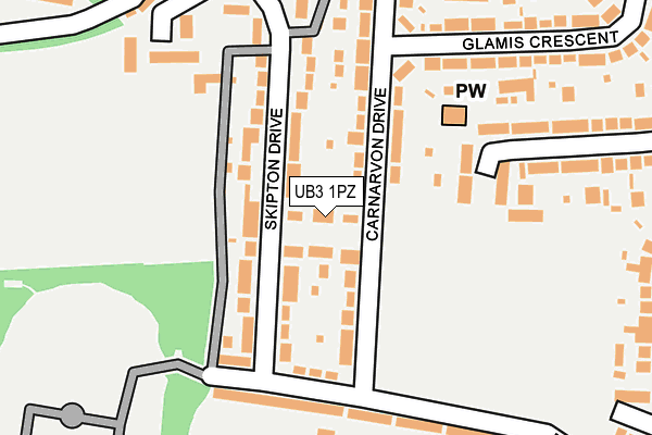 UB3 1PZ map - OS OpenMap – Local (Ordnance Survey)