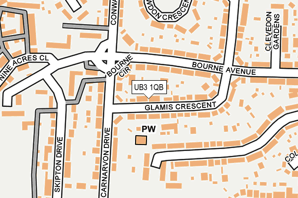 UB3 1QB map - OS OpenMap – Local (Ordnance Survey)