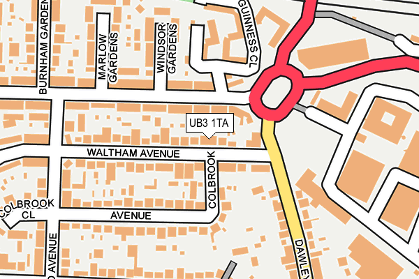 UB3 1TA map - OS OpenMap – Local (Ordnance Survey)