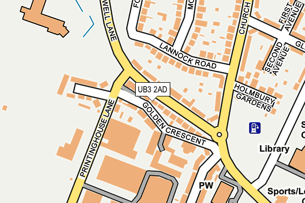 UB3 2AD map - OS OpenMap – Local (Ordnance Survey)