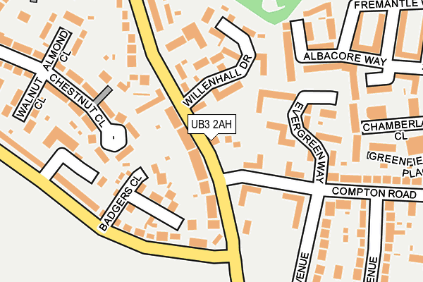 UB3 2AH map - OS OpenMap – Local (Ordnance Survey)