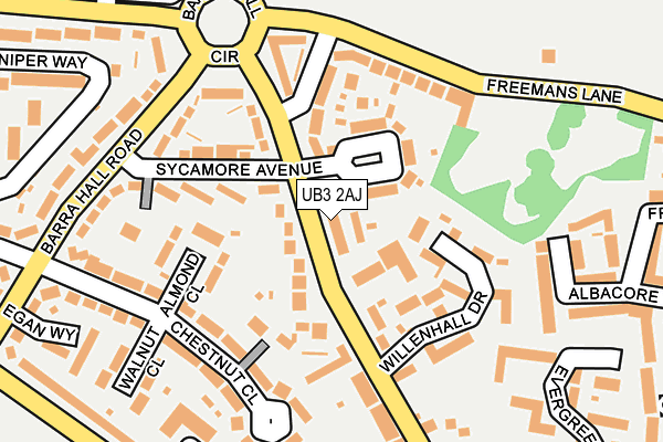 UB3 2AJ map - OS OpenMap – Local (Ordnance Survey)