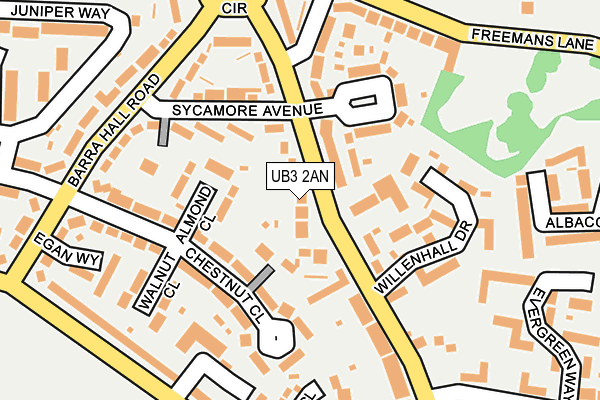 UB3 2AN map - OS OpenMap – Local (Ordnance Survey)