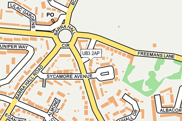 UB3 2AP map - OS OpenMap – Local (Ordnance Survey)