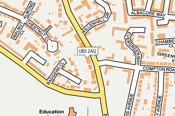UB3 2AQ map - OS OpenMap – Local (Ordnance Survey)