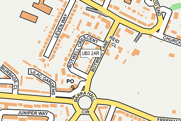 UB3 2AR map - OS OpenMap – Local (Ordnance Survey)