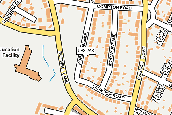 UB3 2AS map - OS OpenMap – Local (Ordnance Survey)