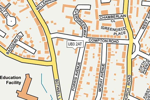 UB3 2AT map - OS OpenMap – Local (Ordnance Survey)