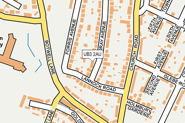 UB3 2AU map - OS OpenMap – Local (Ordnance Survey)