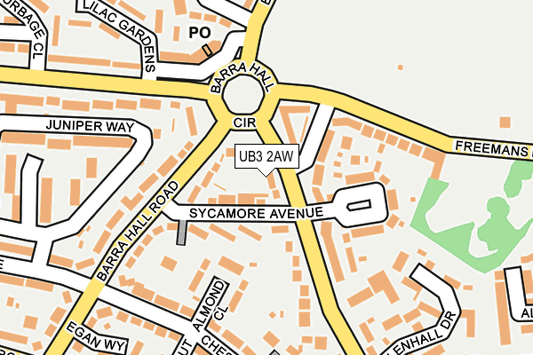 UB3 2AW map - OS OpenMap – Local (Ordnance Survey)