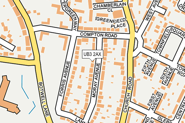 UB3 2AX map - OS OpenMap – Local (Ordnance Survey)