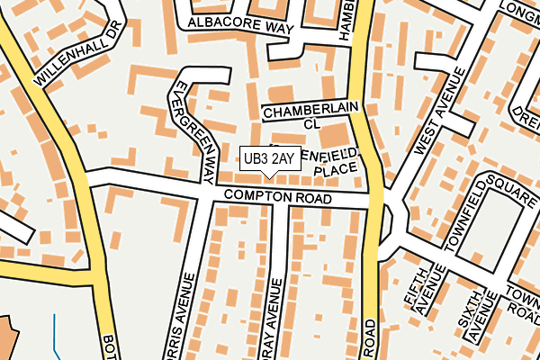 UB3 2AY map - OS OpenMap – Local (Ordnance Survey)