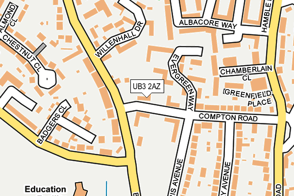 UB3 2AZ map - OS OpenMap – Local (Ordnance Survey)