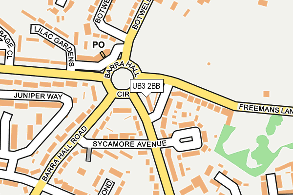 UB3 2BB map - OS OpenMap – Local (Ordnance Survey)