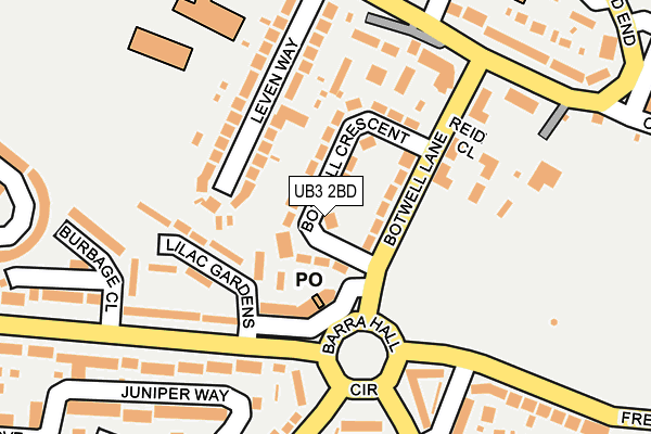 UB3 2BD map - OS OpenMap – Local (Ordnance Survey)