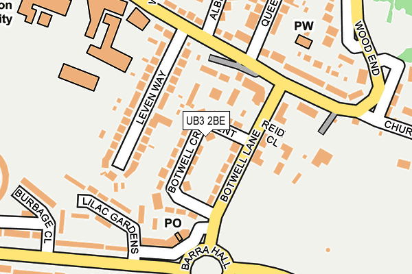 UB3 2BE map - OS OpenMap – Local (Ordnance Survey)