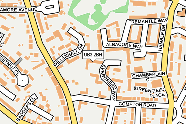 UB3 2BH map - OS OpenMap – Local (Ordnance Survey)