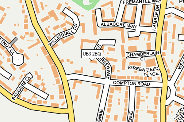 UB3 2BQ map - OS OpenMap – Local (Ordnance Survey)