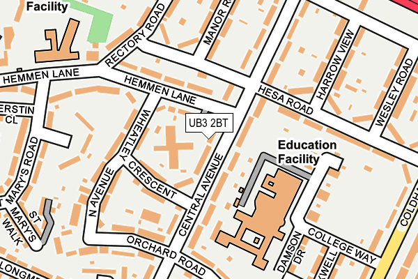 UB3 2BT map - OS OpenMap – Local (Ordnance Survey)