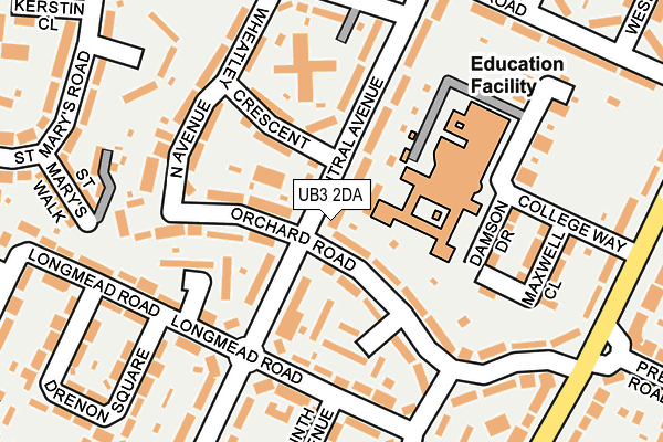 UB3 2DA map - OS OpenMap – Local (Ordnance Survey)