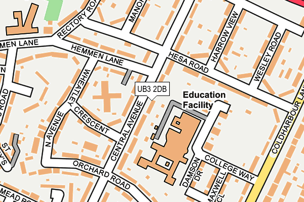 UB3 2DB map - OS OpenMap – Local (Ordnance Survey)