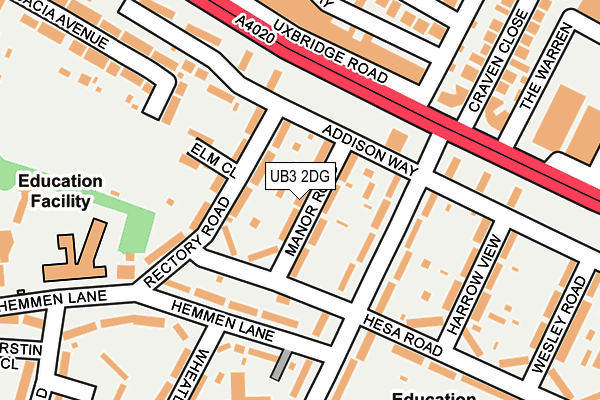 UB3 2DG map - OS OpenMap – Local (Ordnance Survey)