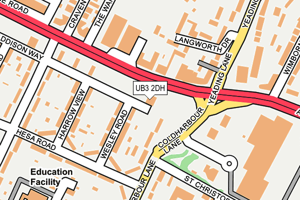 UB3 2DH map - OS OpenMap – Local (Ordnance Survey)