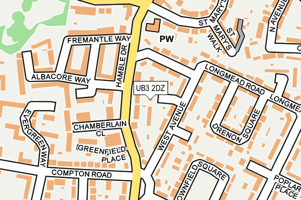UB3 2DZ map - OS OpenMap – Local (Ordnance Survey)