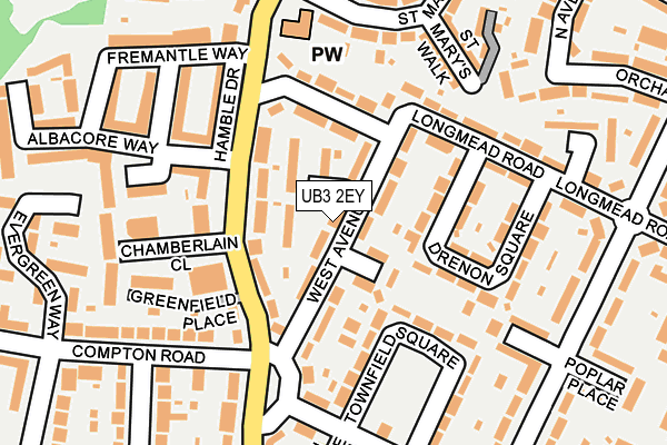 UB3 2EY map - OS OpenMap – Local (Ordnance Survey)