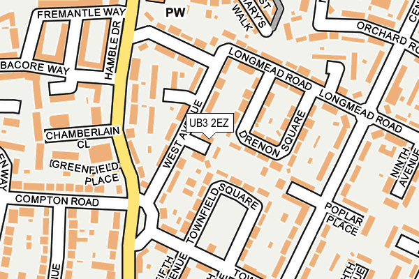 UB3 2EZ map - OS OpenMap – Local (Ordnance Survey)