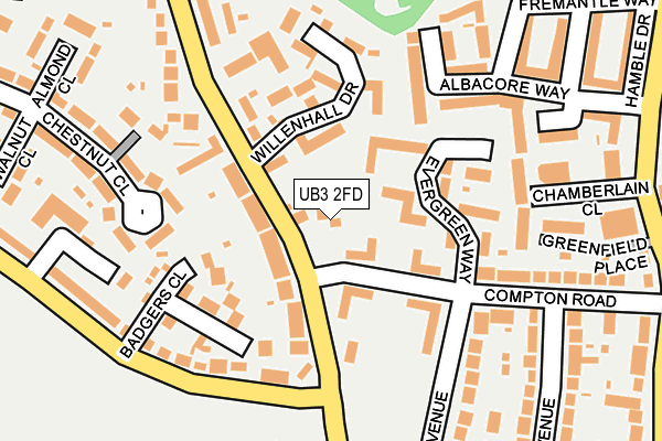 UB3 2FD map - OS OpenMap – Local (Ordnance Survey)