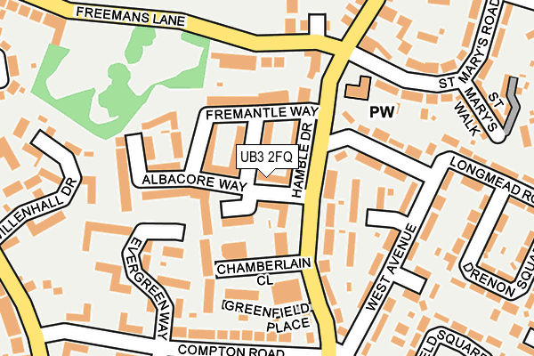 UB3 2FQ map - OS OpenMap – Local (Ordnance Survey)