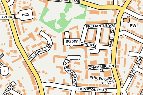 UB3 2FS map - OS OpenMap – Local (Ordnance Survey)